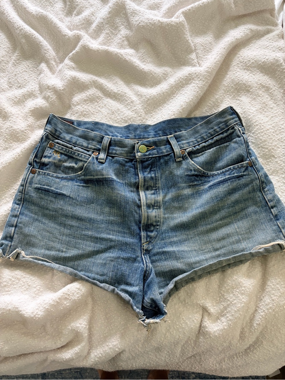 RRL Denim Cut Off Button Fly Shorts